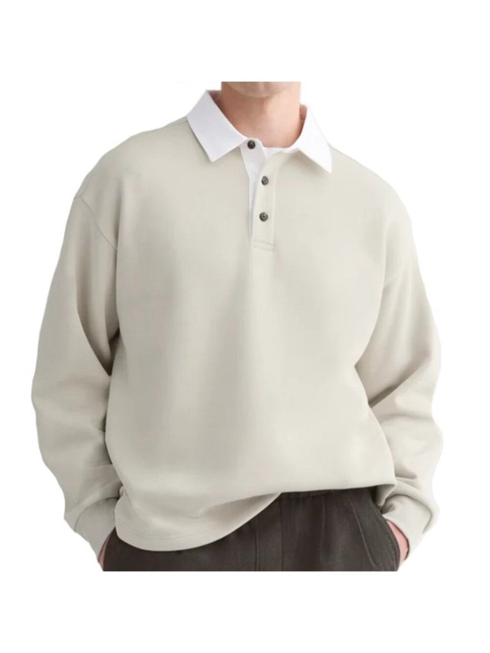 Everlane Men's Luxe Fleece Ruby Polo Tan Peyote Size Large NWT